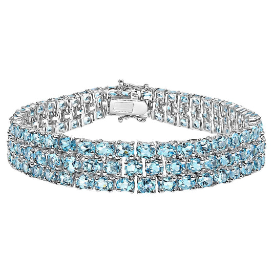 Blue Topaz Bracelet 26.1 Carats Sterling Silver