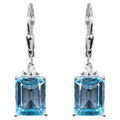 Blue Topaz Earrings With White Topaz 7.88 Carats Sterling Silver