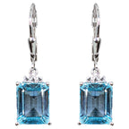 Blue Topaz Earrings With White Topaz 7.88 Carats Sterling Silver