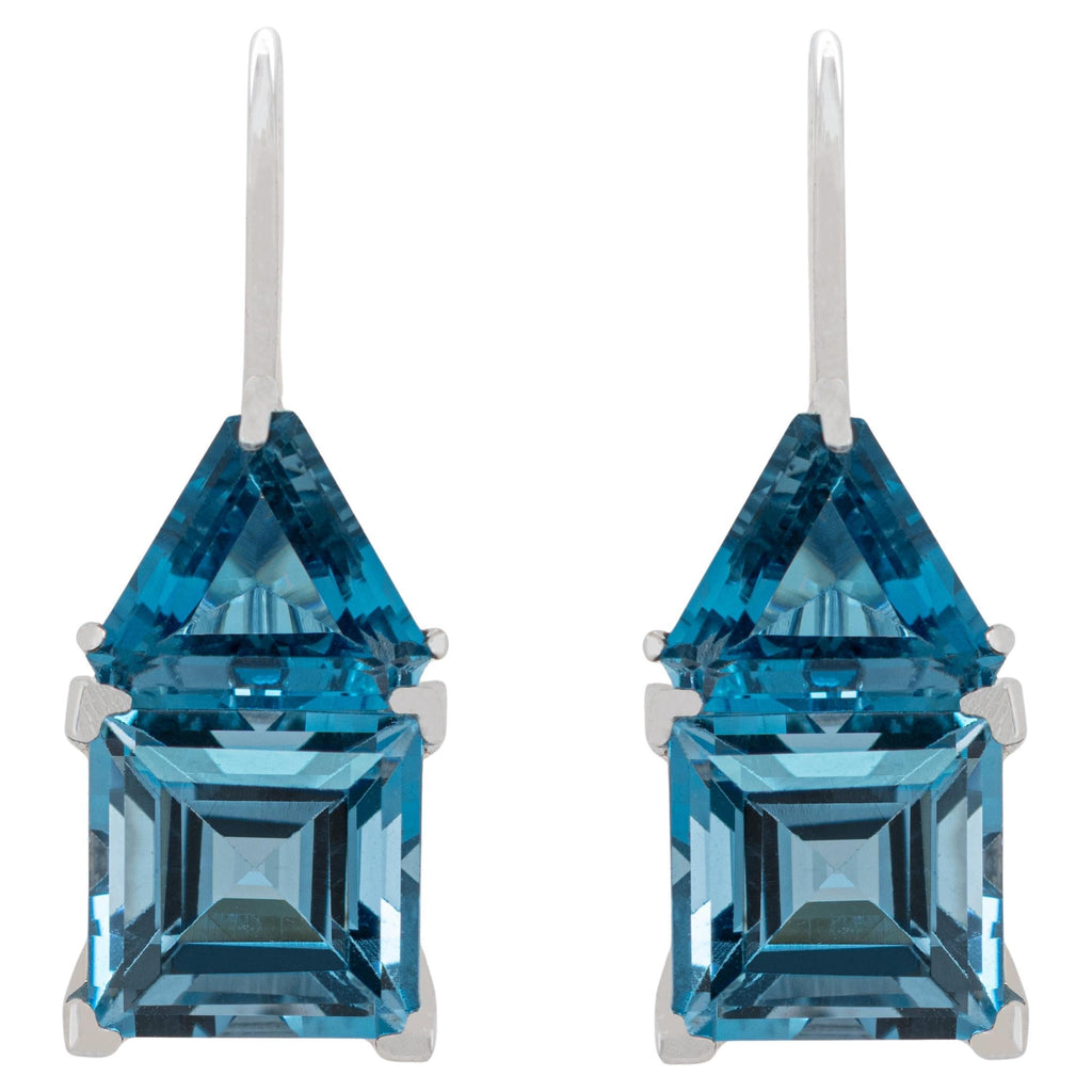 Blue Topaz Earrings 9.71 Carats 18K White Gold