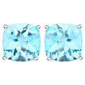 Blue Topaz Stud Earrings 6.8 Carats Rhodium Plated Silver