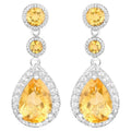 Citrine Dangle Earrings With White Topazes 7.06 Carats Total