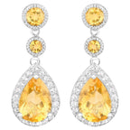 Citrine Dangle Earrings With White Topazes 7.06 Carats Total