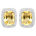 Citrine Earrings Topaz Halo 2.8 Carats Sterling Silver