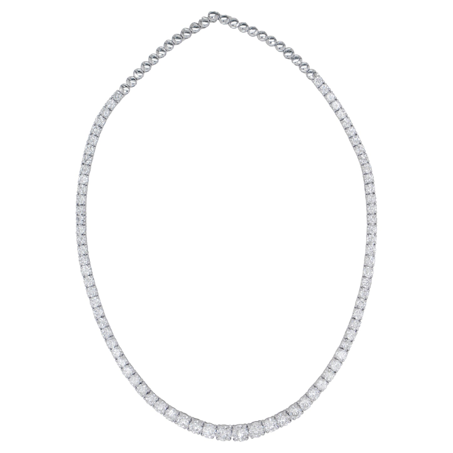 Diamond Tennis Riviere Necklace 12.3 Carats 18K Gold