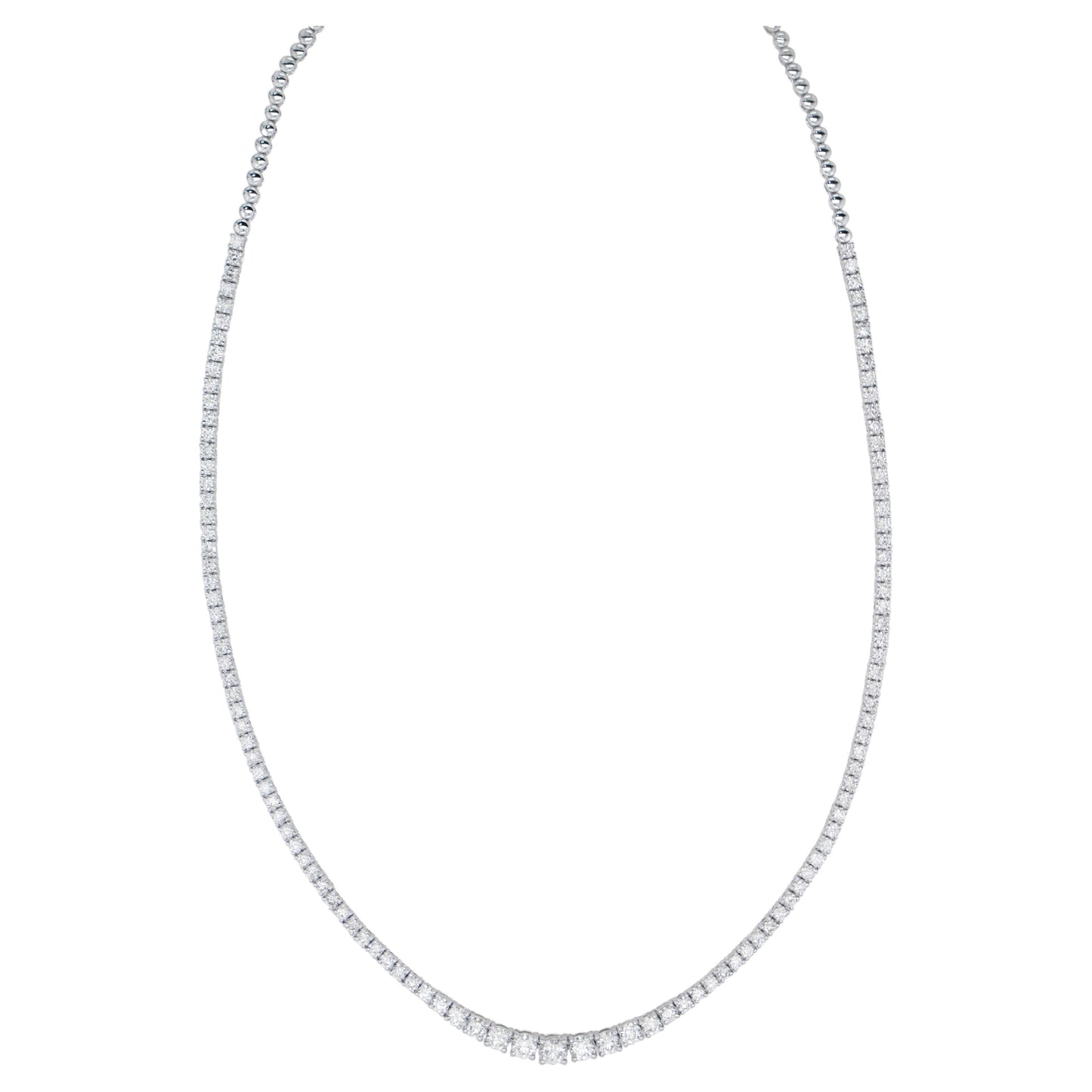 Diamond Tennis Riviere Necklace 4.35 Carats 18K Gold