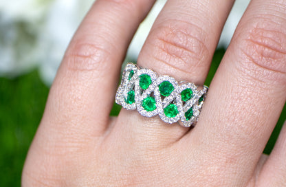 Emerald Ring With Diamonds 2.50 Carats 18K White Gold