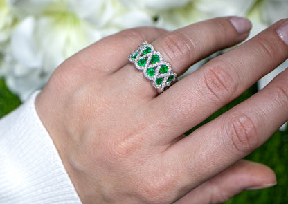 Emerald Ring With Diamonds 2.50 Carats 18K White Gold