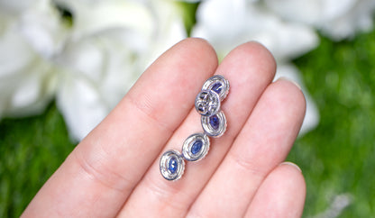 Blue Sapphire Earrings With Diamonds 5.69 Carats 18K Gold