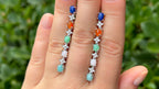 Natural 4.50 Carats Multicolor Gemstone Dangle Earrings