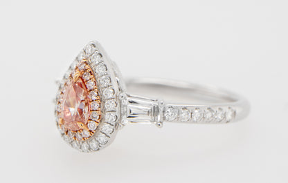 GIA Certified Natural Fancy Pink Diamond Engagement Ring 0.90 Carats 18K