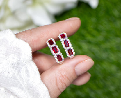 Ruby and Diamond Hoop Earrings 2.34 Carats 18K Gold