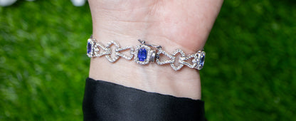 Tanzanite Bracelet Diamond Links 7 Carats 18K Gold