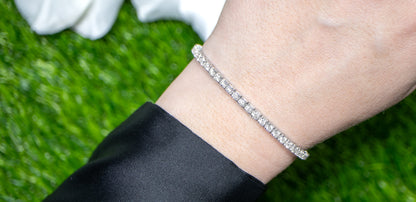 Diamond Tennis Bracelet Round Brilliant Cut 4 Carats 18K White Gold