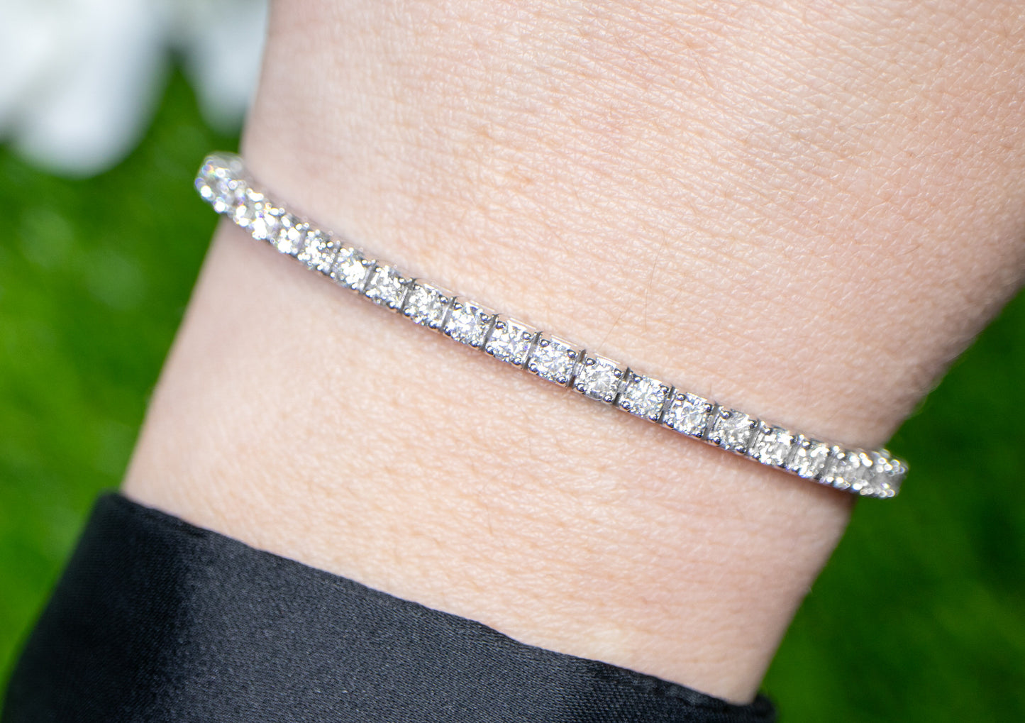 Diamond Tennis Bracelet Round Brilliant Cut 4 Carats 18K White Gold