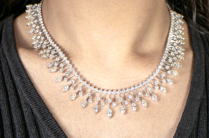 Important Marquise Diamond Necklace 15 Carats 18K White Gold