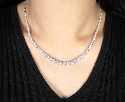 Important Diamond Tennis Necklace 10.4 Carats 18K Gold