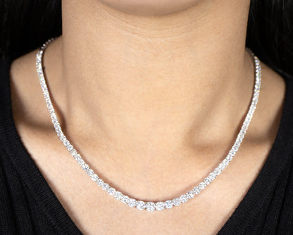 Diamond Tennis Riviere Necklace 12.3 Carats 18K Gold