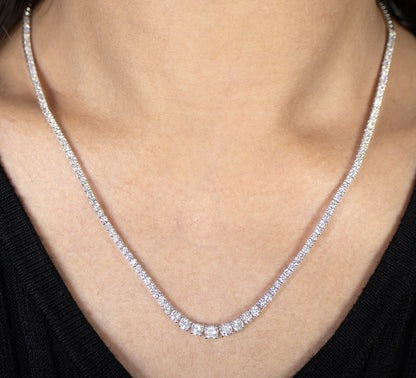 Diamond Tennis Riviere Necklace 4.35 Carats 18K Gold