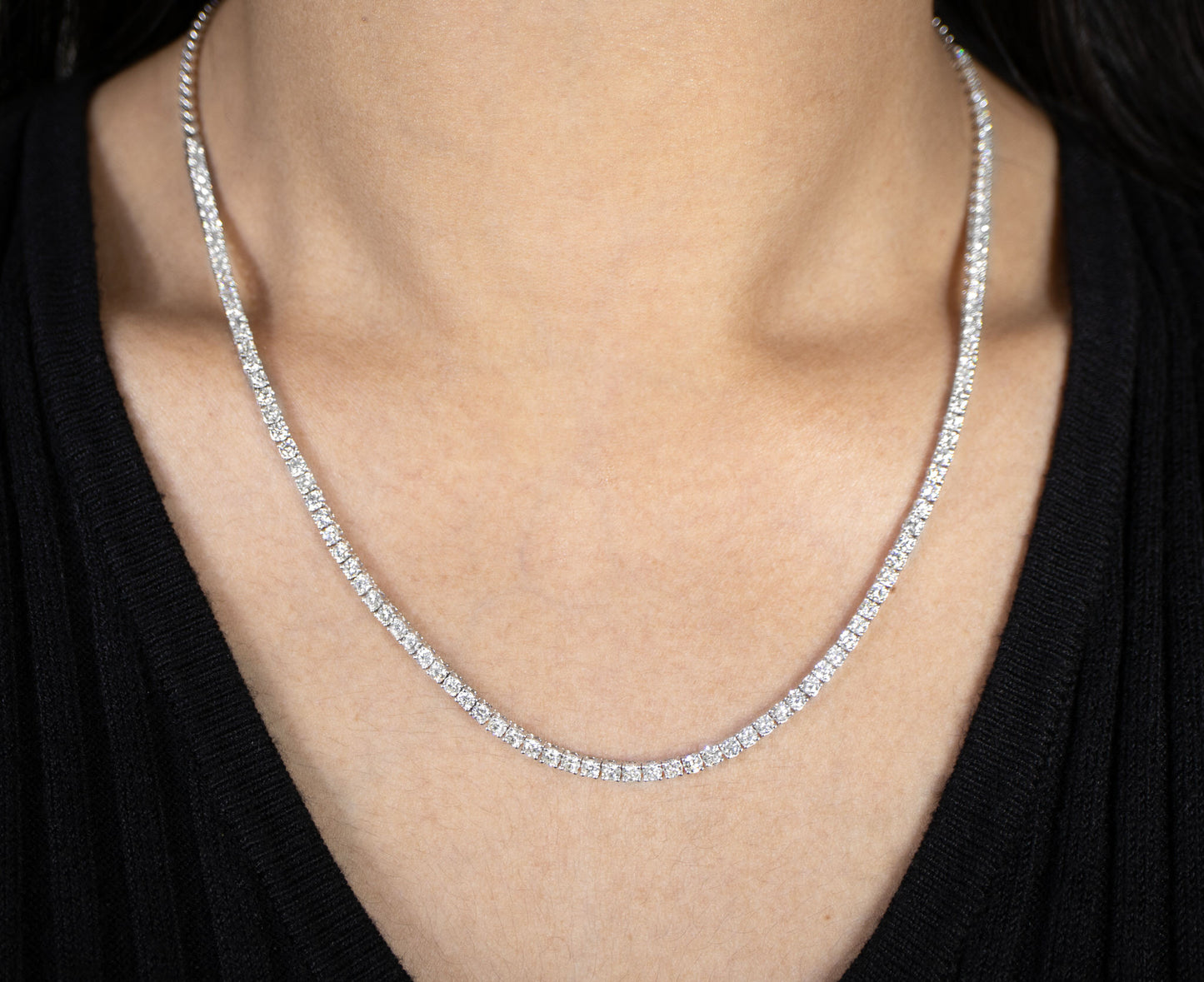 Diamond Tennis Necklace 5.3 Carats 18K Gold