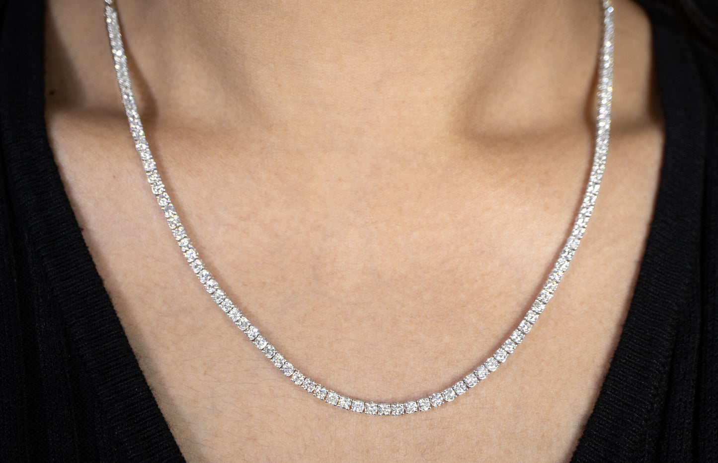 Diamond Tennis Necklace 5.3 Carats 18K Gold