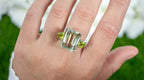 Green Amethyst Cocktail Ring With Peridots 12 Carats