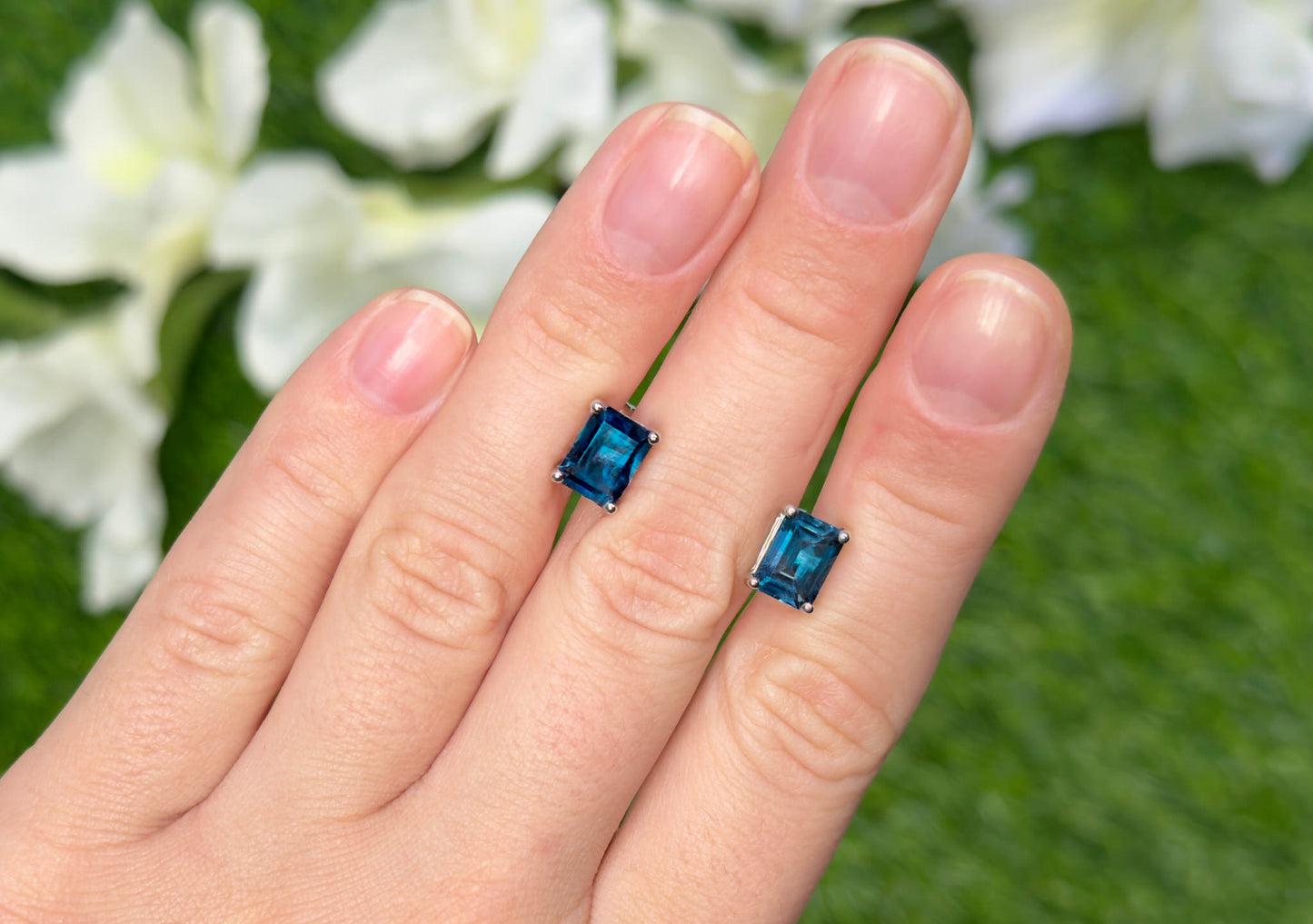 London Blue Topaz Stud Earrings 3.88 Carats