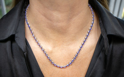 Tanzanite Tennis Necklace 10 Carats Sterling Silver