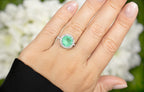 IGI Certified Mint Green Emerald Ring Diamond Halo 3.27 Carats 18K White Gold
