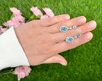 Swiss Blue Topaz Dangle Earrings With White Topaz 9.46 Carats