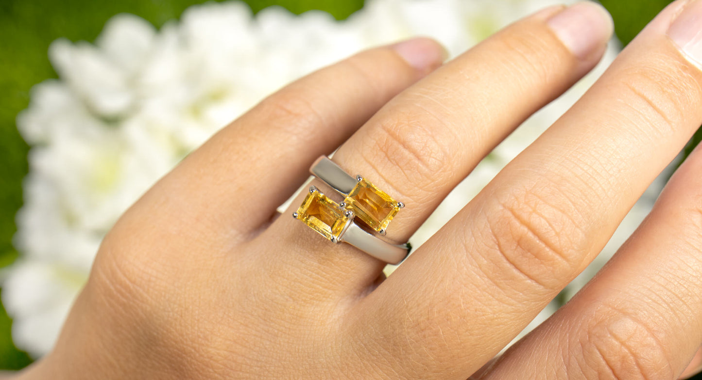 Citrine Bypass Ring 1.78 Carats Total