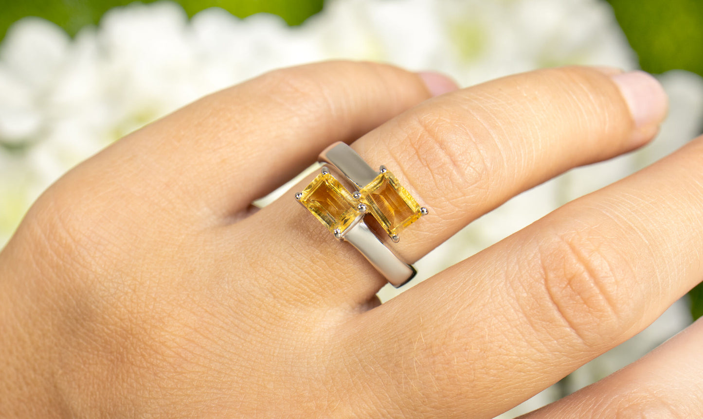 Citrine Bypass Ring 1.78 Carats Total