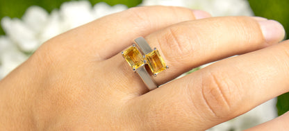 Citrine Bypass Ring 1.78 Carats Total