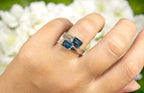 London Blue Topaz Bypass Ring 2.44 Carats