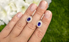 Tanzanite Dangle Earrings Diamond Setting 2.5 Carats Total