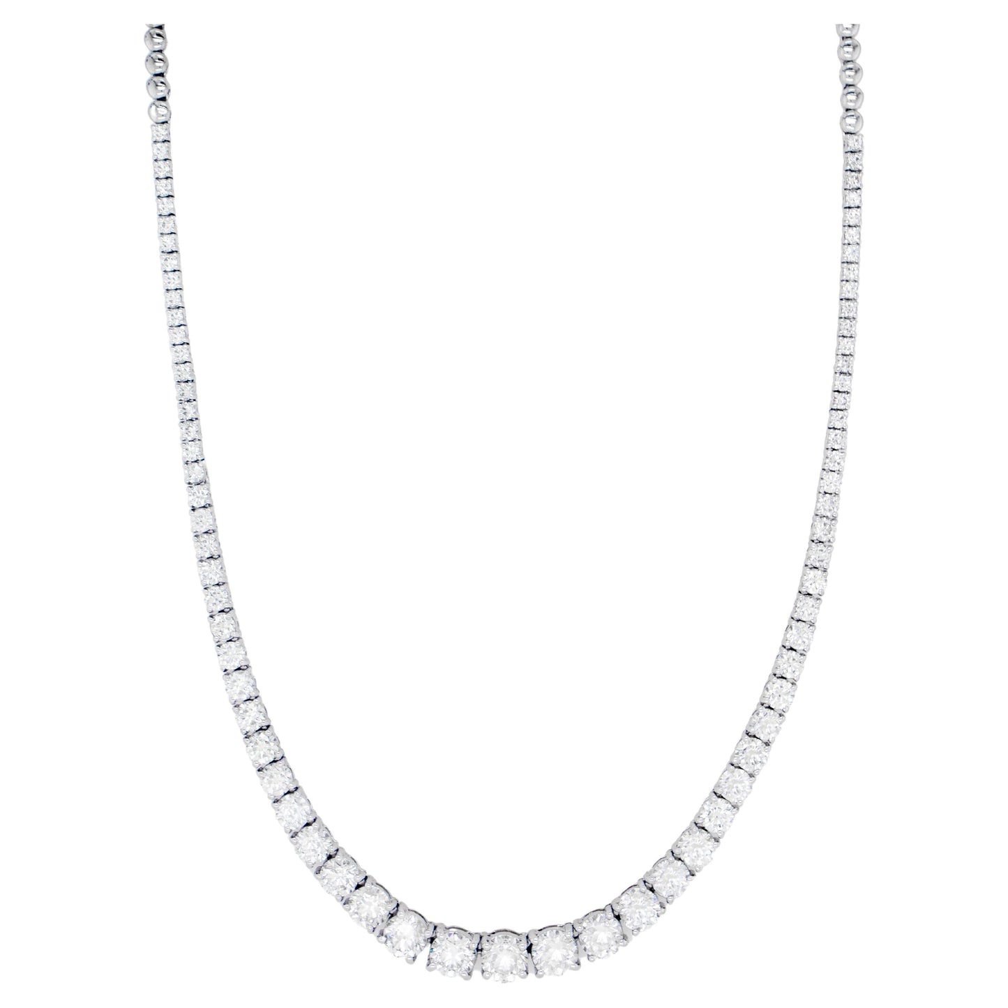 Important Diamond Tennis Necklace 10.4 Carats 18K Gold