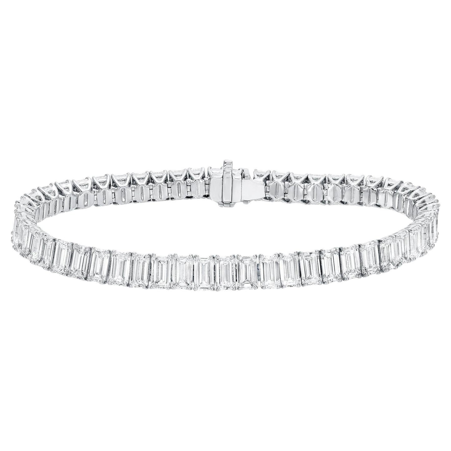 Important Emerald Cut Diamond Tennis Bracelet 20.32 Carats 51 Diamonds 18K Gold