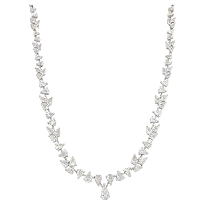 Important Pear Diamond Necklace 7.8 Carats 18K White Gold