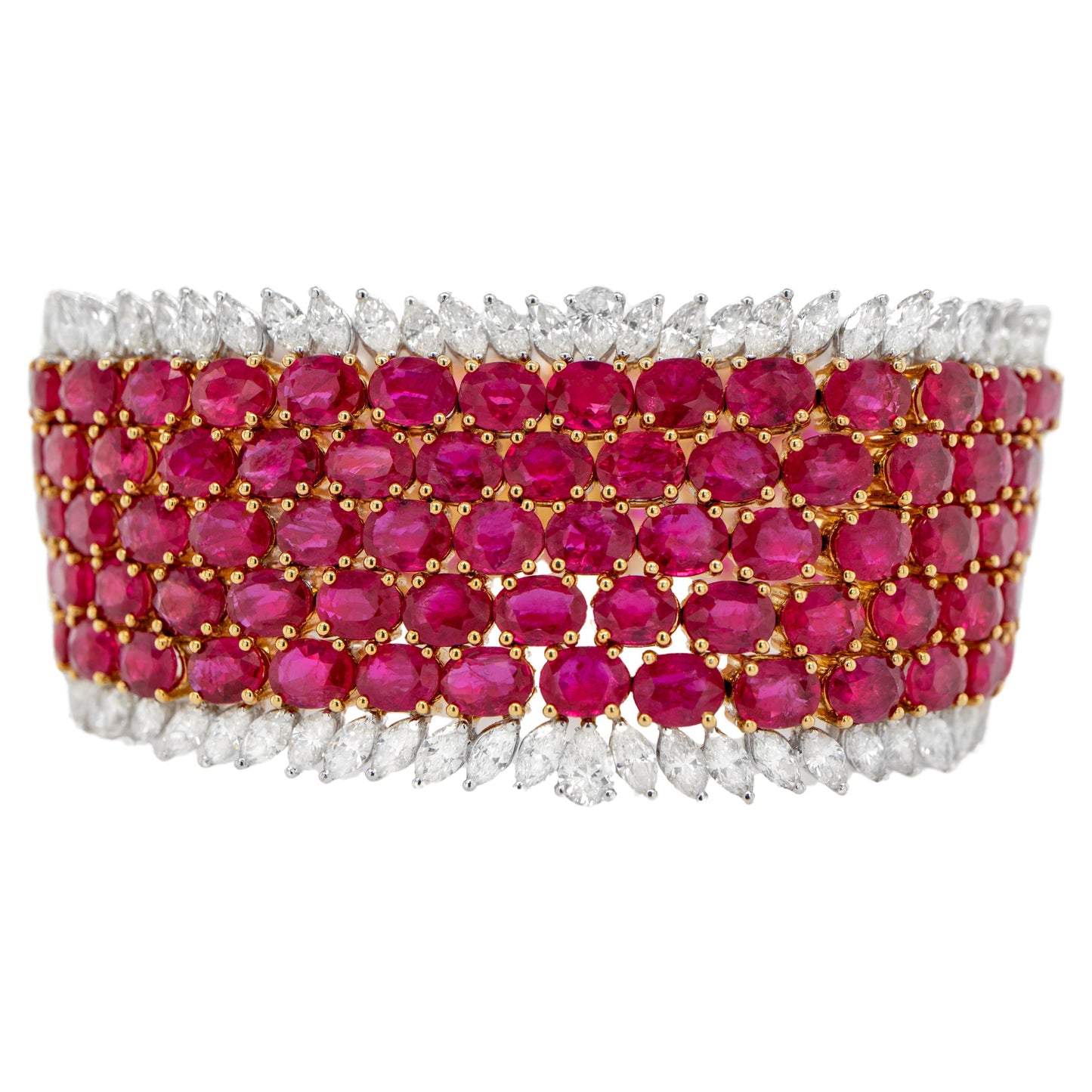 Important Ruby Bracelet With Diamonds 86.2 Carats 18K Gold