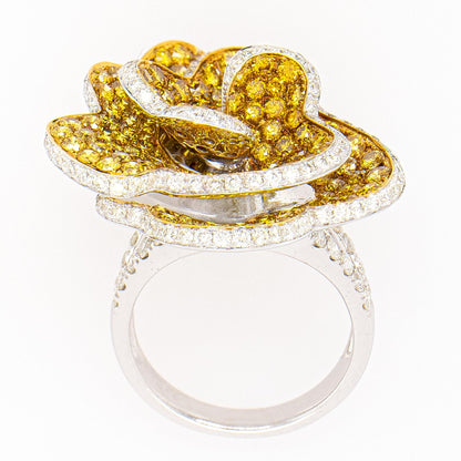 Fancy Yellow Diamond Cocktail Ring 6.31 Carats 18K Gold