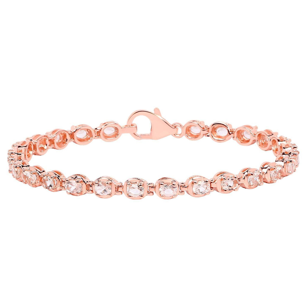 Morganite Tennis Bracelet 3.74 Carats 18K Rose Gold Plated Sterling Silver