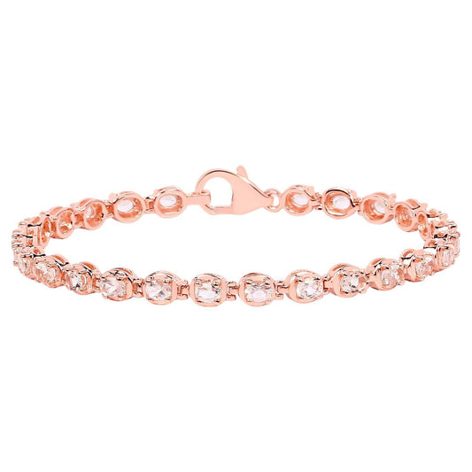 Morganite Tennis Bracelet 3.74 Carats 18K Rose Gold Plated Sterling Silver