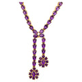 Natural Amethyst Double Drop Necklace 32 Carats 24K Yellow Gold Plated Silver