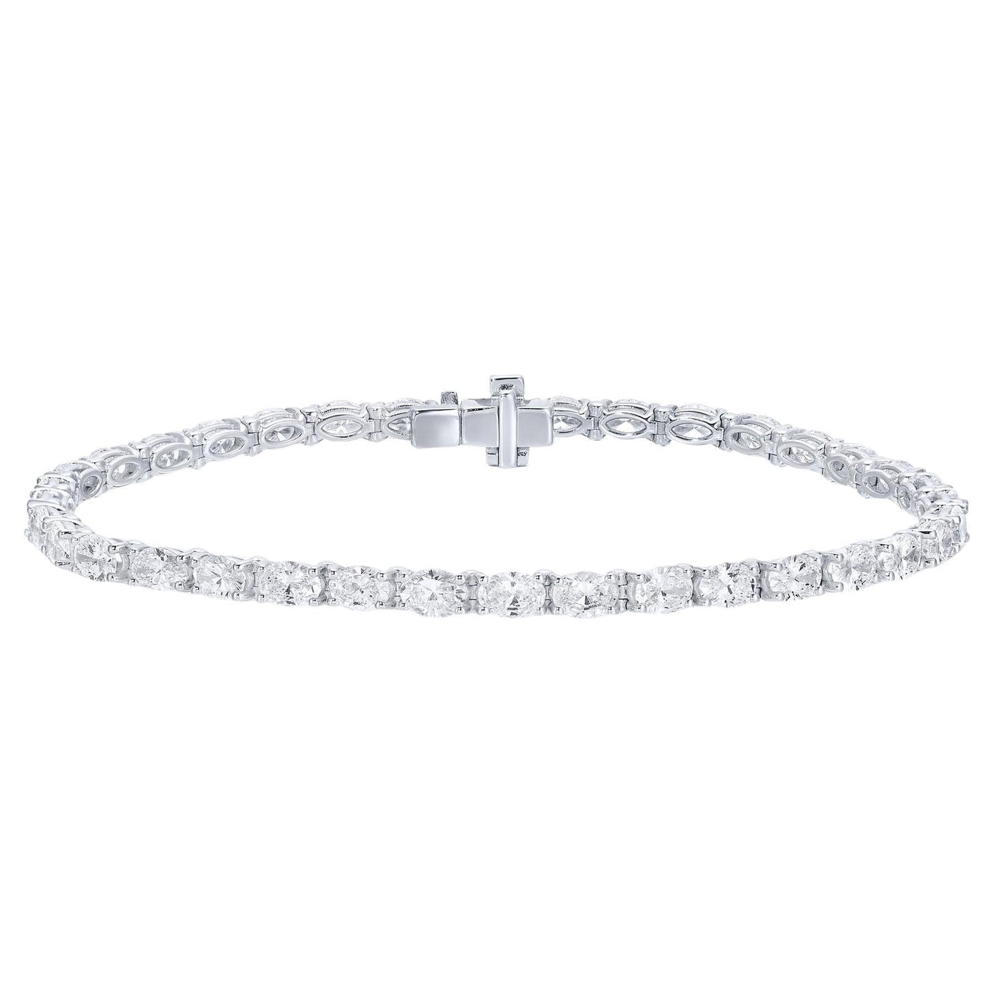 Oval Diamond Tennis Bracelet 6.64 Carats 36 Diamonds 18K Gold