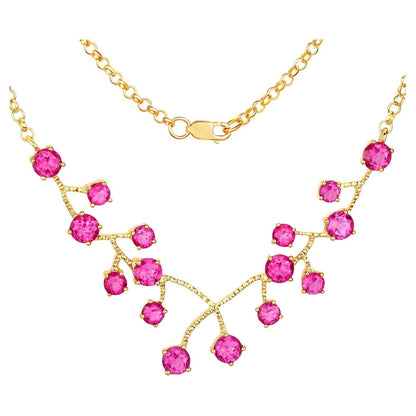 Pink Topaz Necklace 7.9 Carats 18K Yellow Gold Plated Sterling Silver