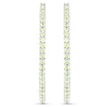 Natural Peridot Hoop Earrings Total 3.50 Carats Rhodium Plated Silver
