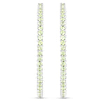 Natural Peridot Hoop Earrings Total 3.50 Carats Rhodium Plated Silver
