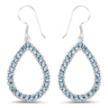 Natural London Blue Topaz Dangle Earrings 4.30 Carats Rhodium Plated Silver