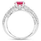 Ruby Ring With Diamonds 1.49 Carats 14K White Gold