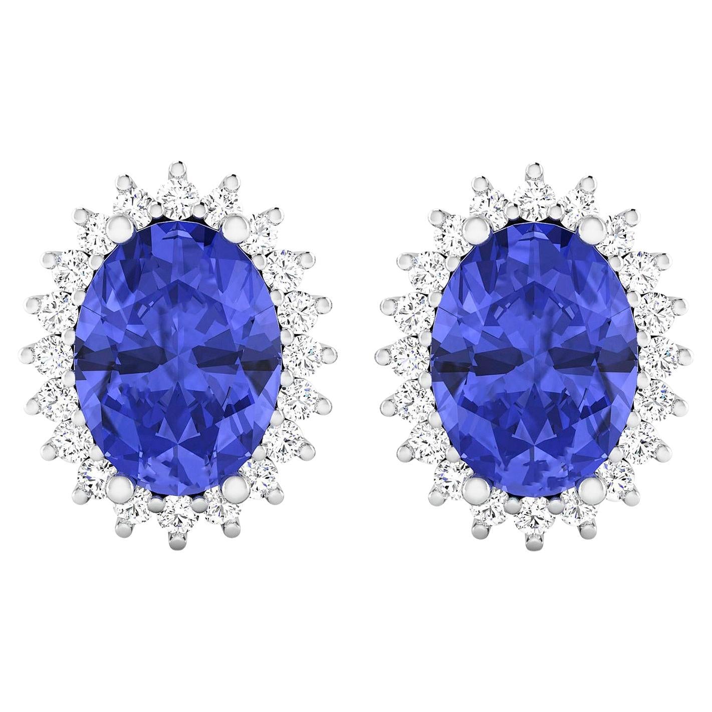 Tanzanite Earrings Diamonds 2.55 Carats 14K White Gold